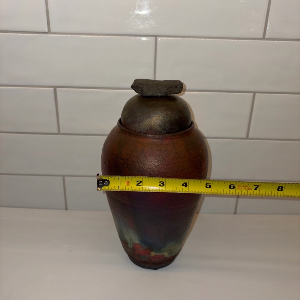 Handcrafted Multicolor Ceramic Vase Raku - Picture 3 of 16